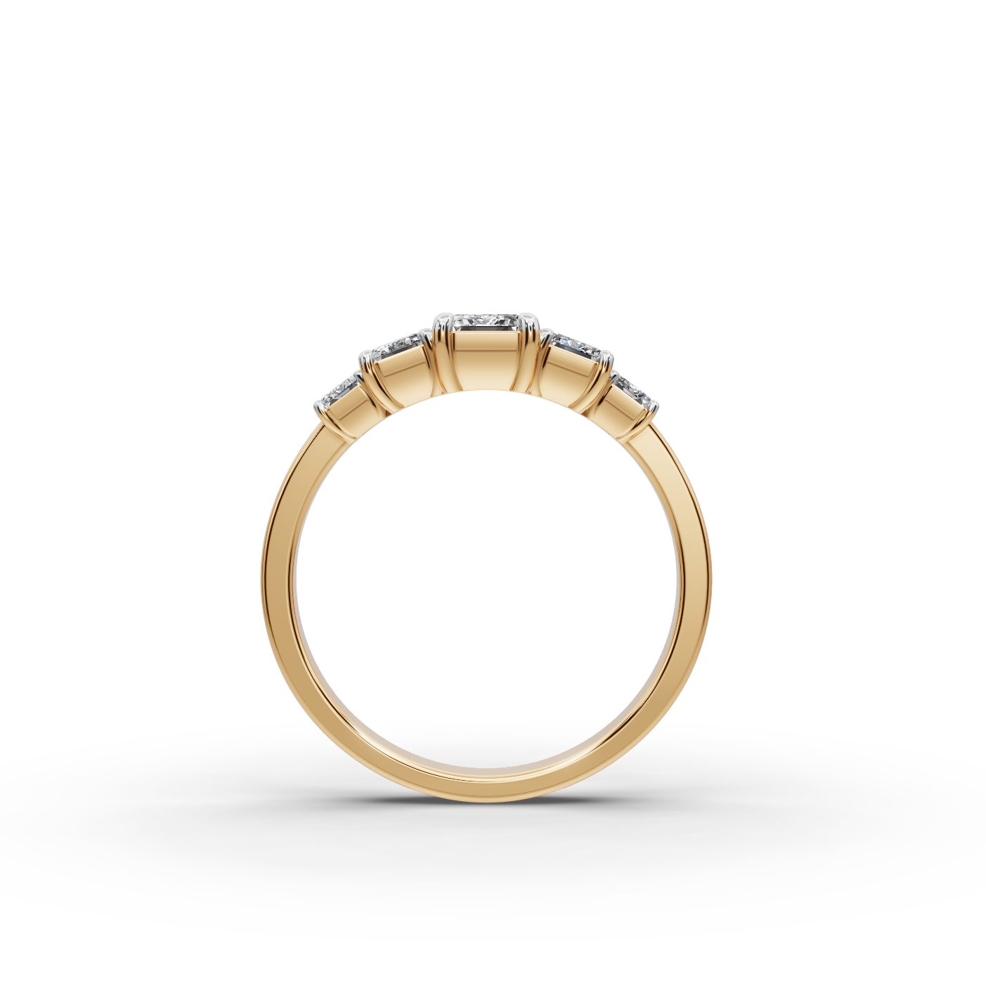 Regal Light Emerald Lab-Grown Diamond Five Stone Ring in yellow gold