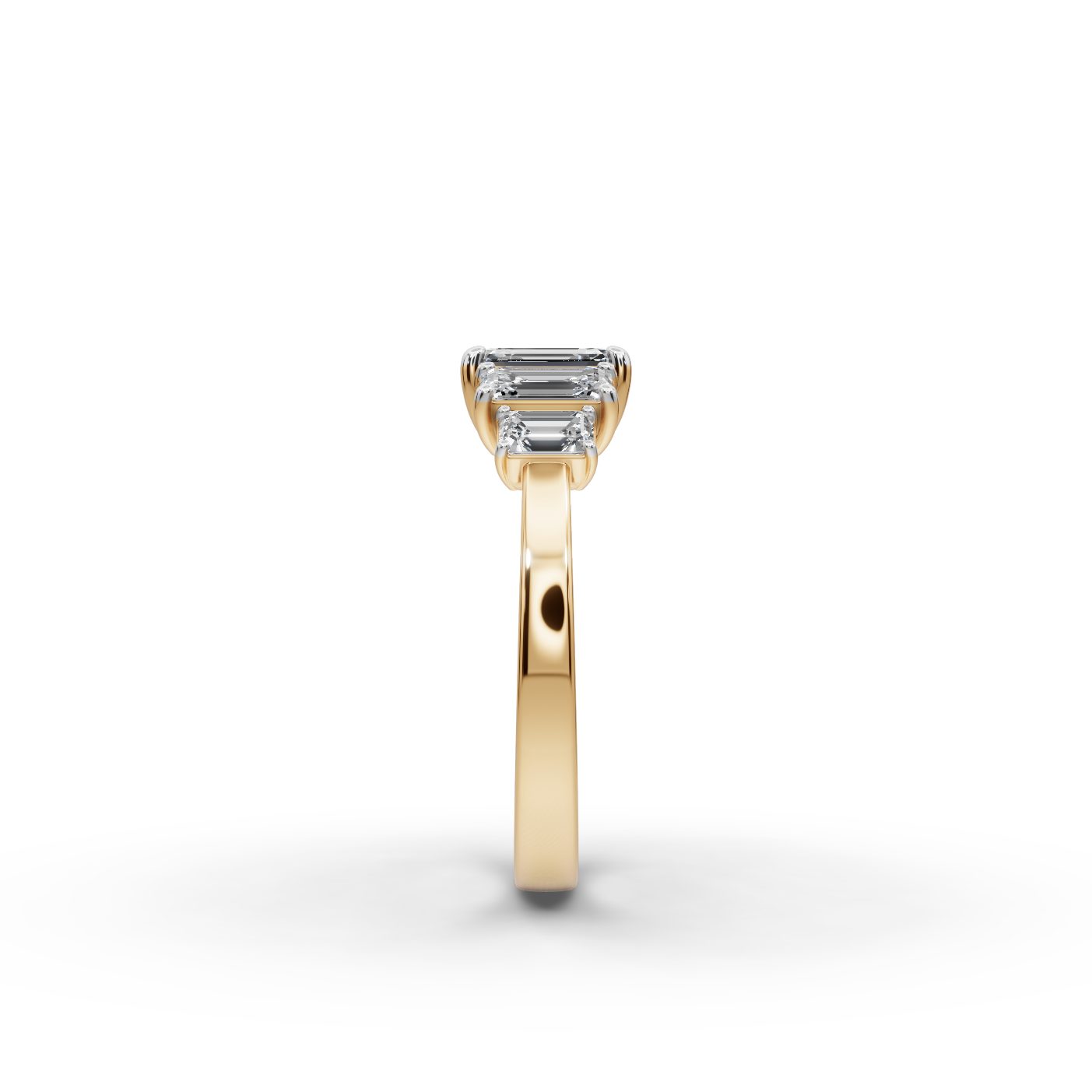 Regal Light Emerald Lab-Grown Diamond Five Stone Ring in yellow gold