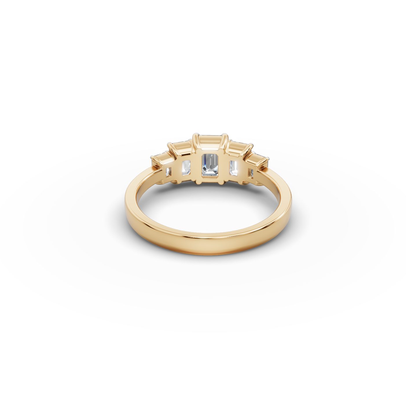 Regal Light Emerald Lab-Grown Diamond Five Stone Ring in yellow gold