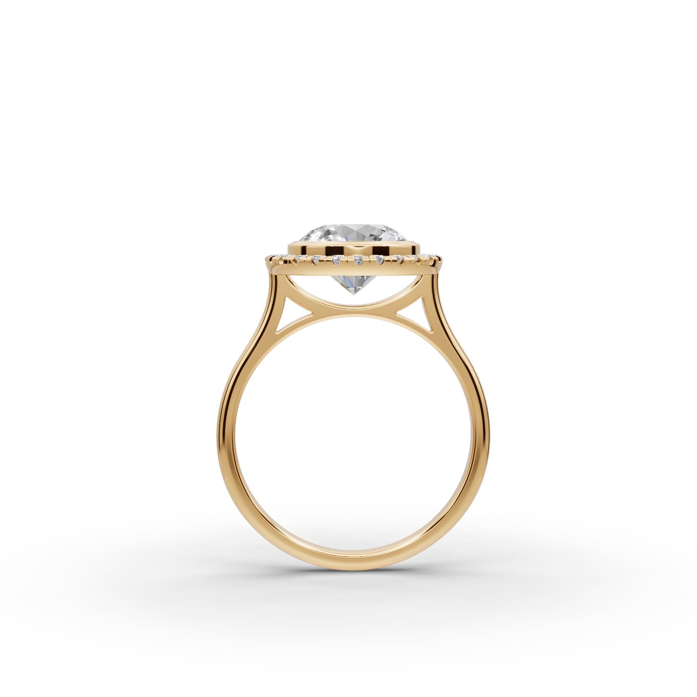 Majestic Bloom Round Lab-Grown Diamond Halo Ring in yellow gold