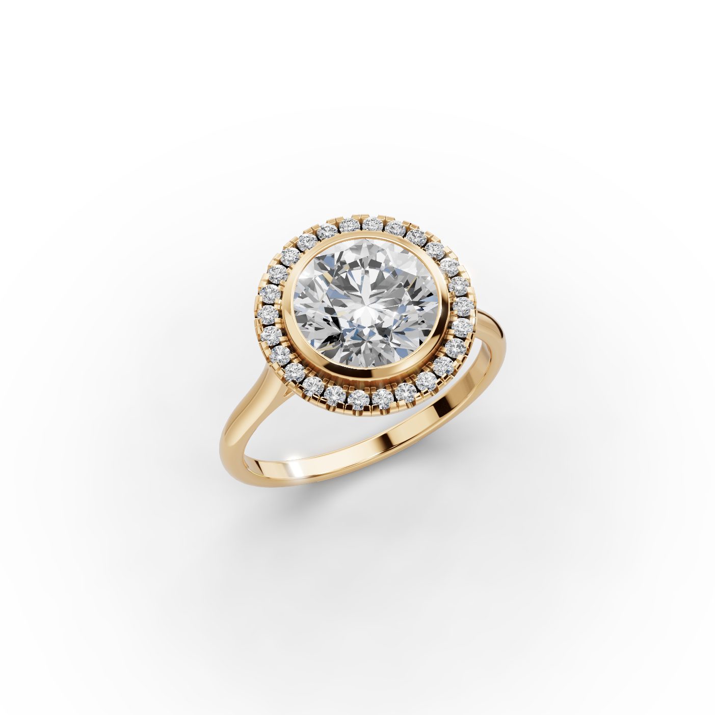 Majestic Bloom Round Lab-Grown Diamond Halo Ring in yellow gold