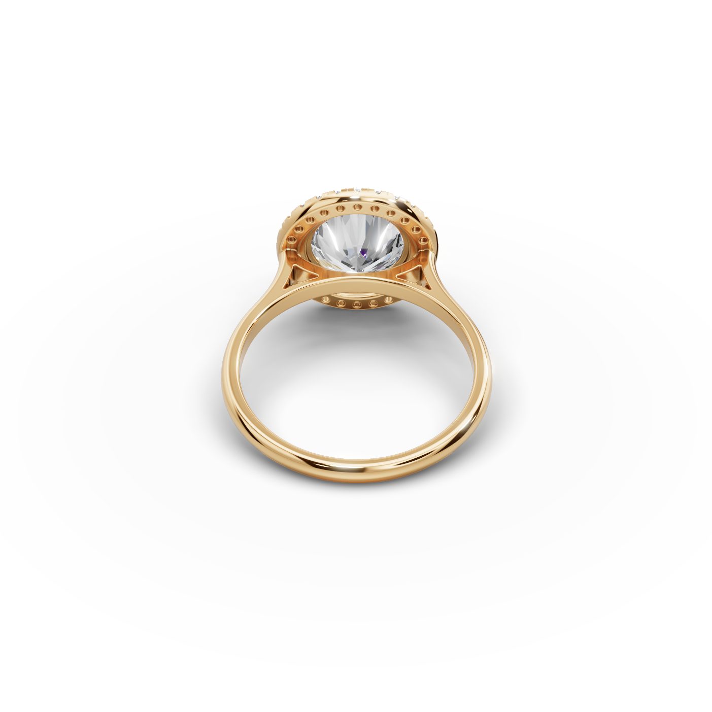 Majestic Bloom Round Lab-Grown Diamond Halo Ring in yellow gold