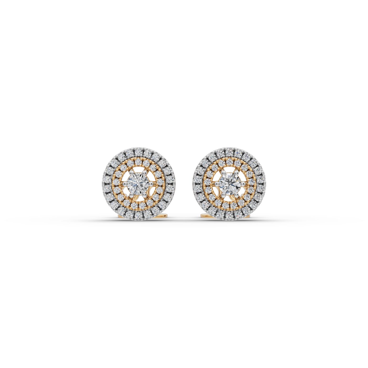 Opulent Whisper Round Lab-Grown Diamond Studs Earring in yellow gold, set with lab-grown diamonds