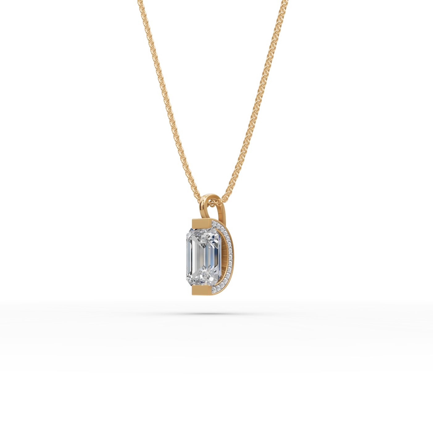 Classic Aura Emerald Lab-Grown Diamond Solitaire Pendant in yellow gold