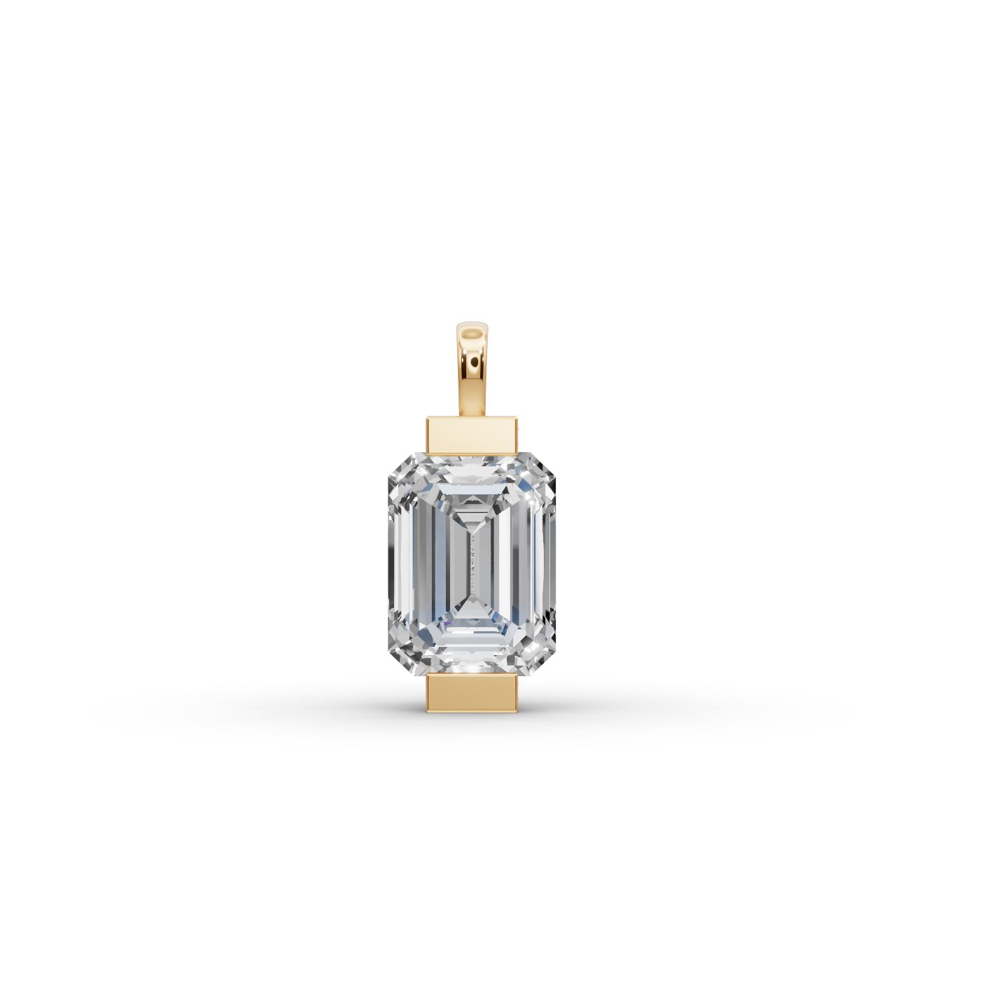 Classic Aura Emerald Lab-Grown Diamond Solitaire Pendant in yellow gold, set with lab-grown diamonds