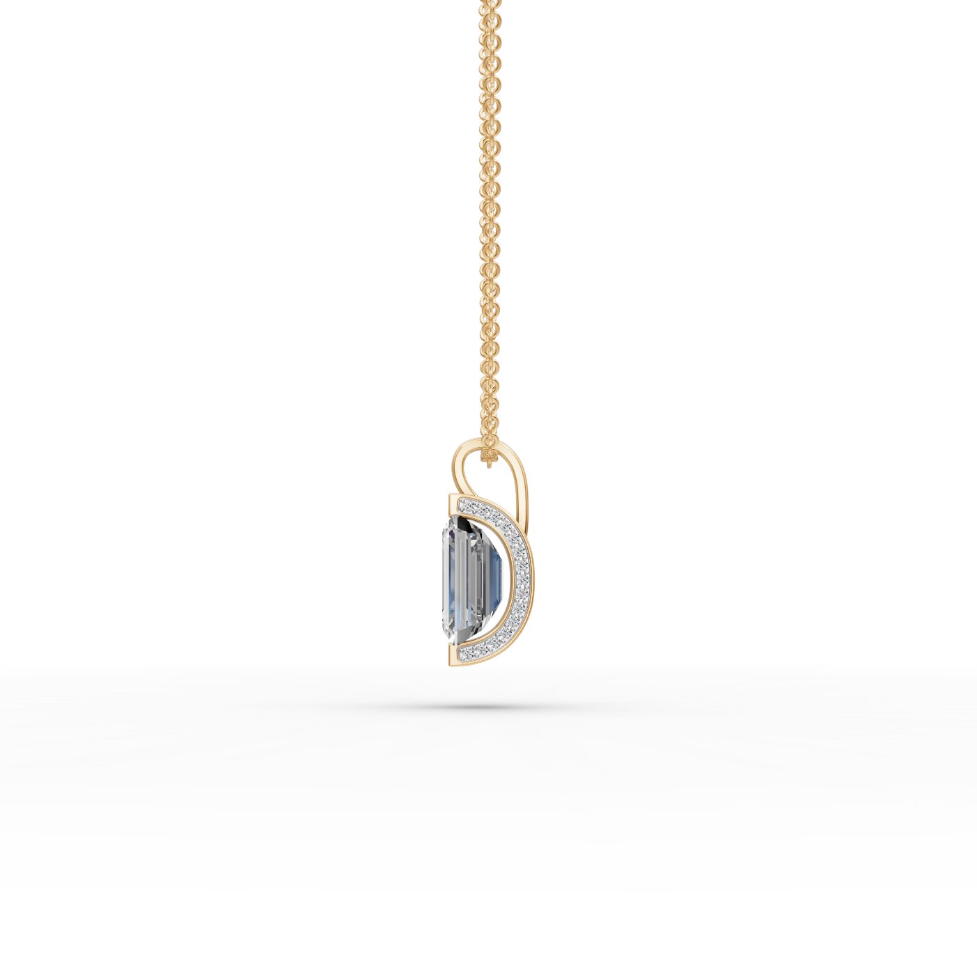 Classic Aura Emerald Lab-Grown Diamond Solitaire Pendant in yellow gold