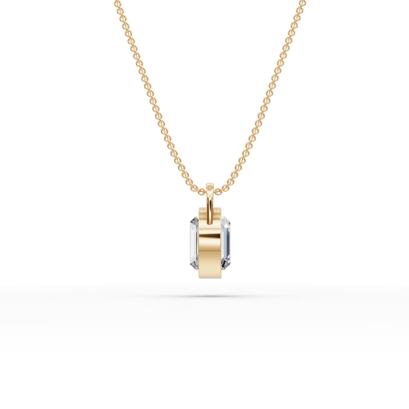 Classic Aura Emerald Lab-Grown Diamond Solitaire Pendant in yellow gold