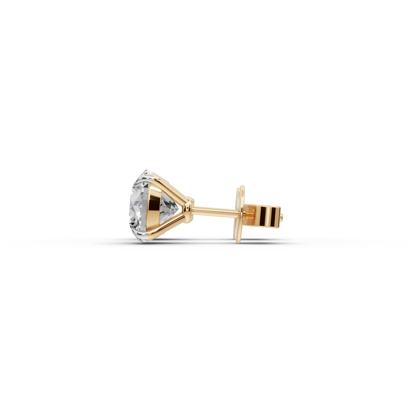 Graceful Cascade Round Lab-Grown Diamond Studs Earring in yellow gold
