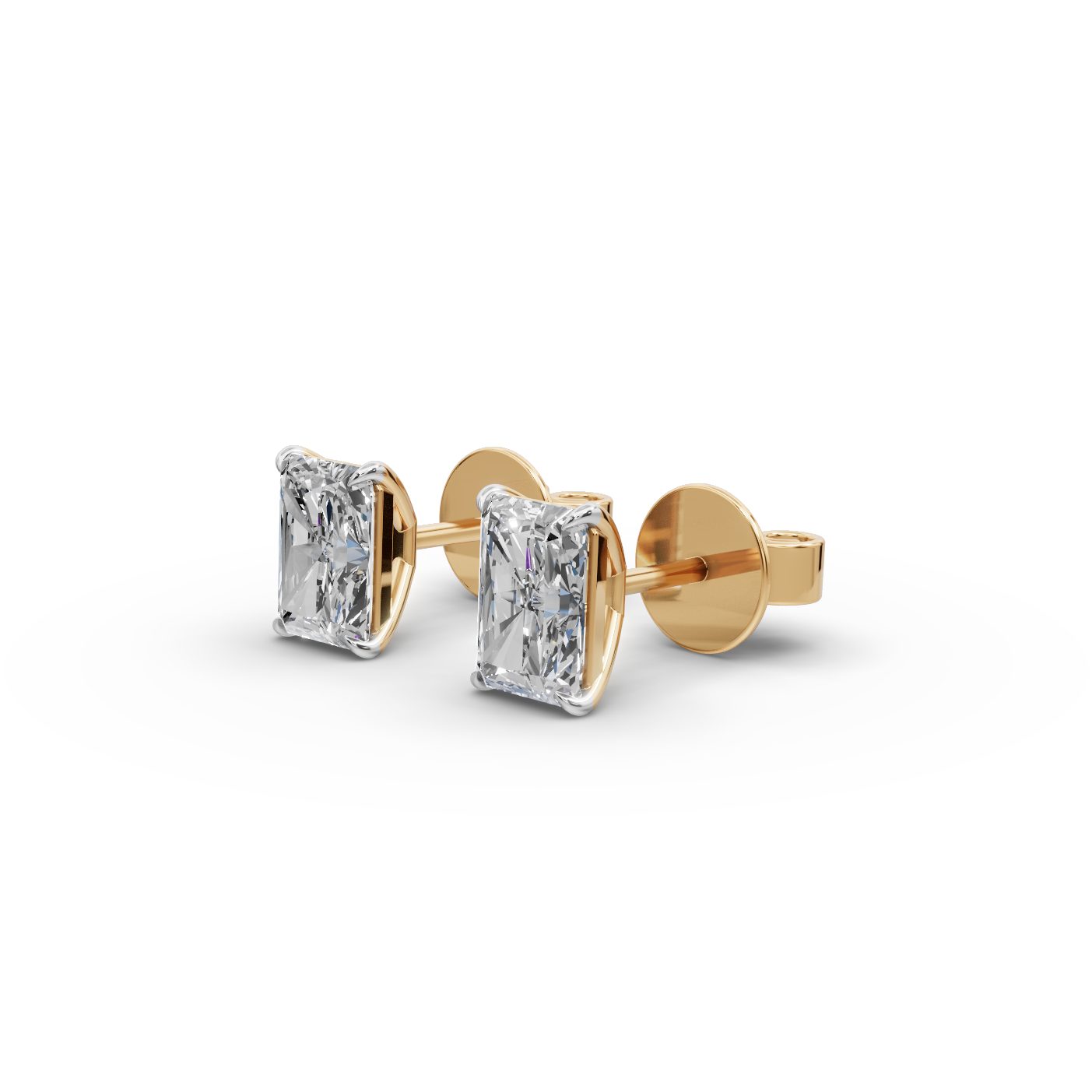 Graceful Signature Radiant Lab-Grown Diamond Studs Earring in yellow gold, set with lab-grown diamonds
