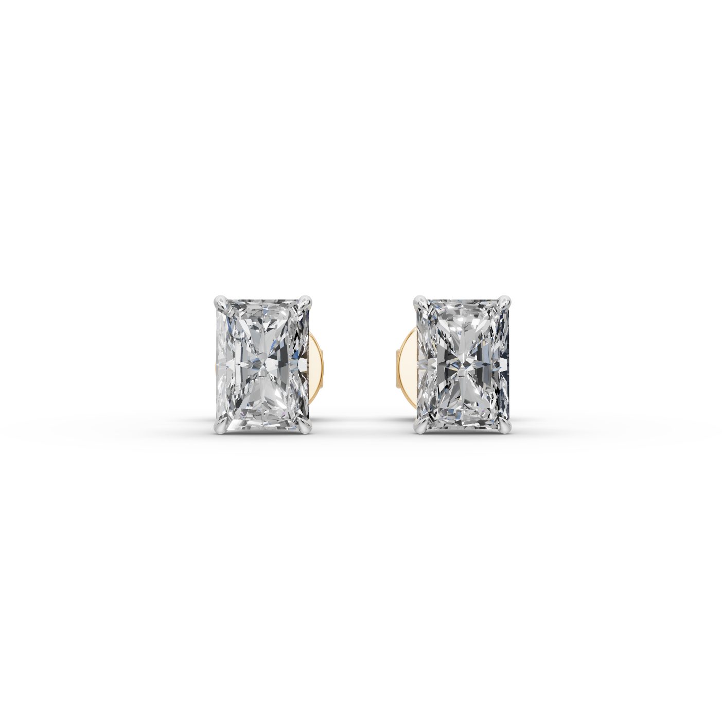 Graceful Signature Radiant Lab-Grown Diamond Studs Earring in yellow gold