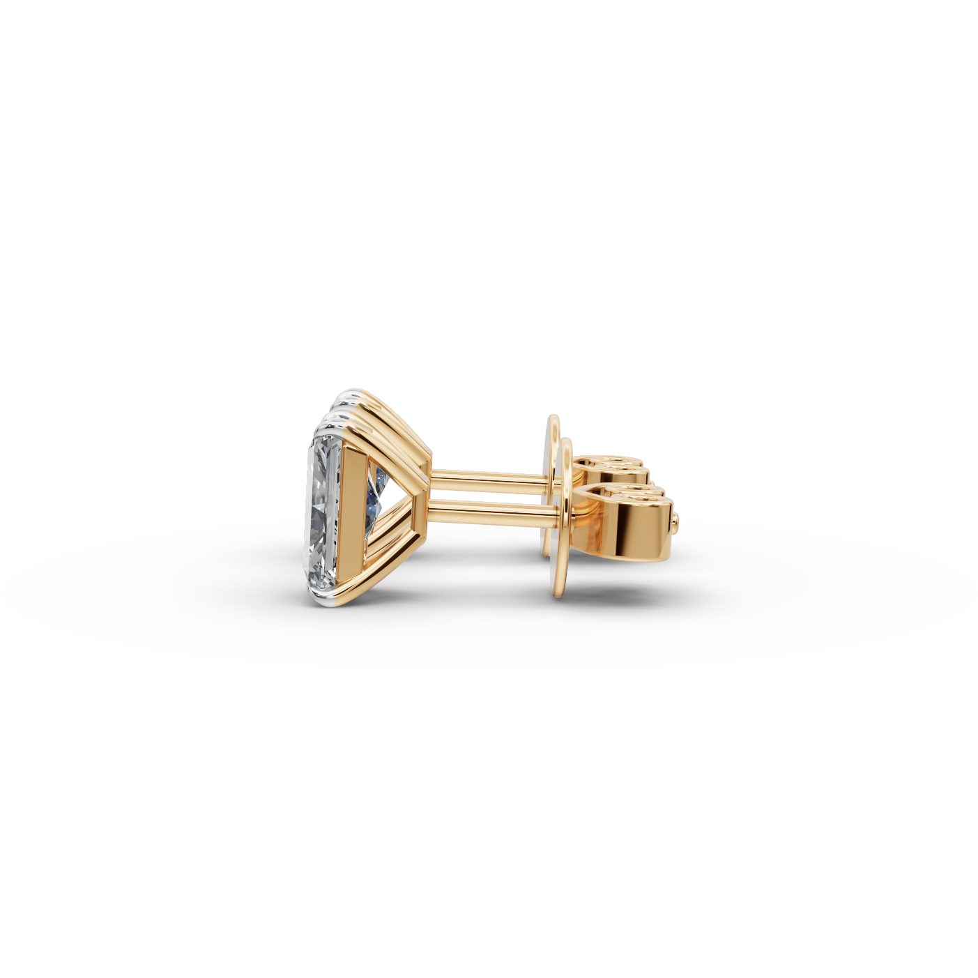 Graceful Signature Radiant Lab-Grown Diamond Studs Earring in yellow gold