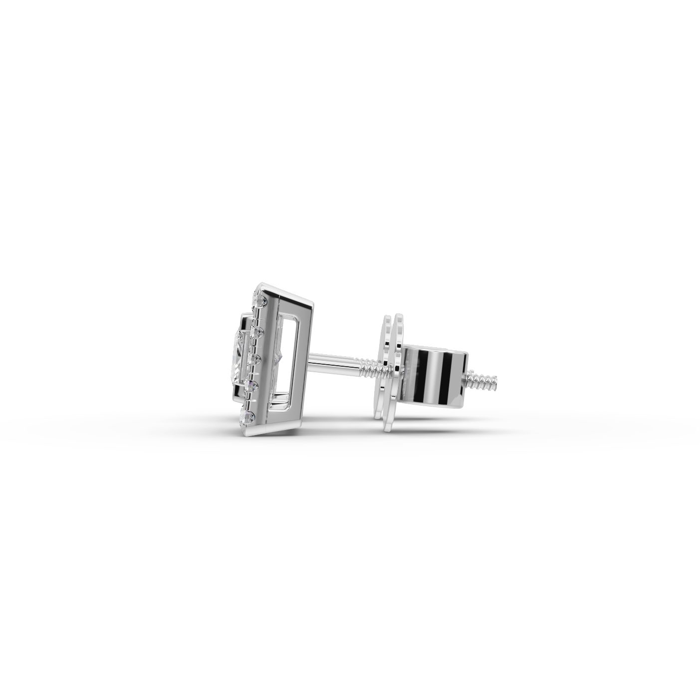 Royal Light Princess Halo Stud Lab-Grown Diamond Silver Earring in silver