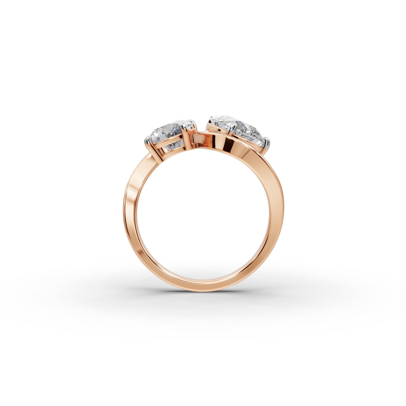 Golden Signature Pear Lab-Grown Diamond Two Stone Toi Et Moi in rose gold