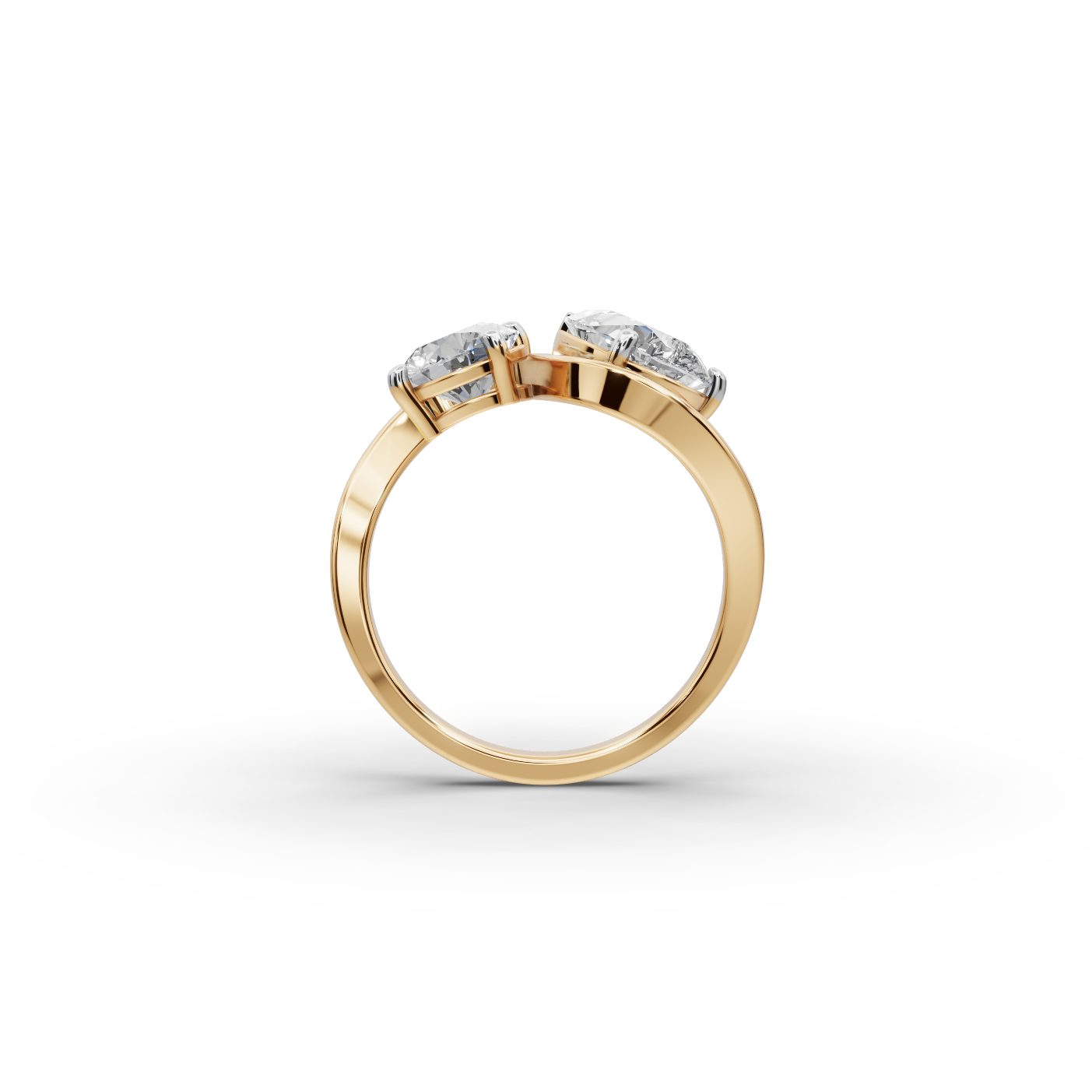 Golden Signature Pear Lab-Grown Diamond Two Stone Toi Et Moi in yellow gold