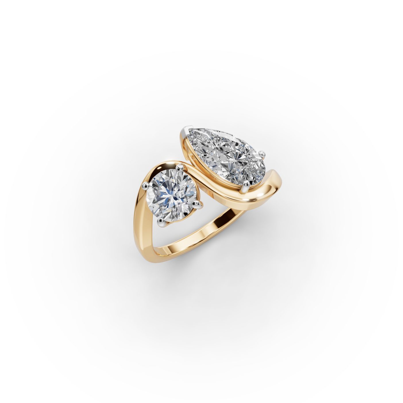 Golden Signature Pear Lab-Grown Diamond Two Stone Toi Et Moi in yellow gold