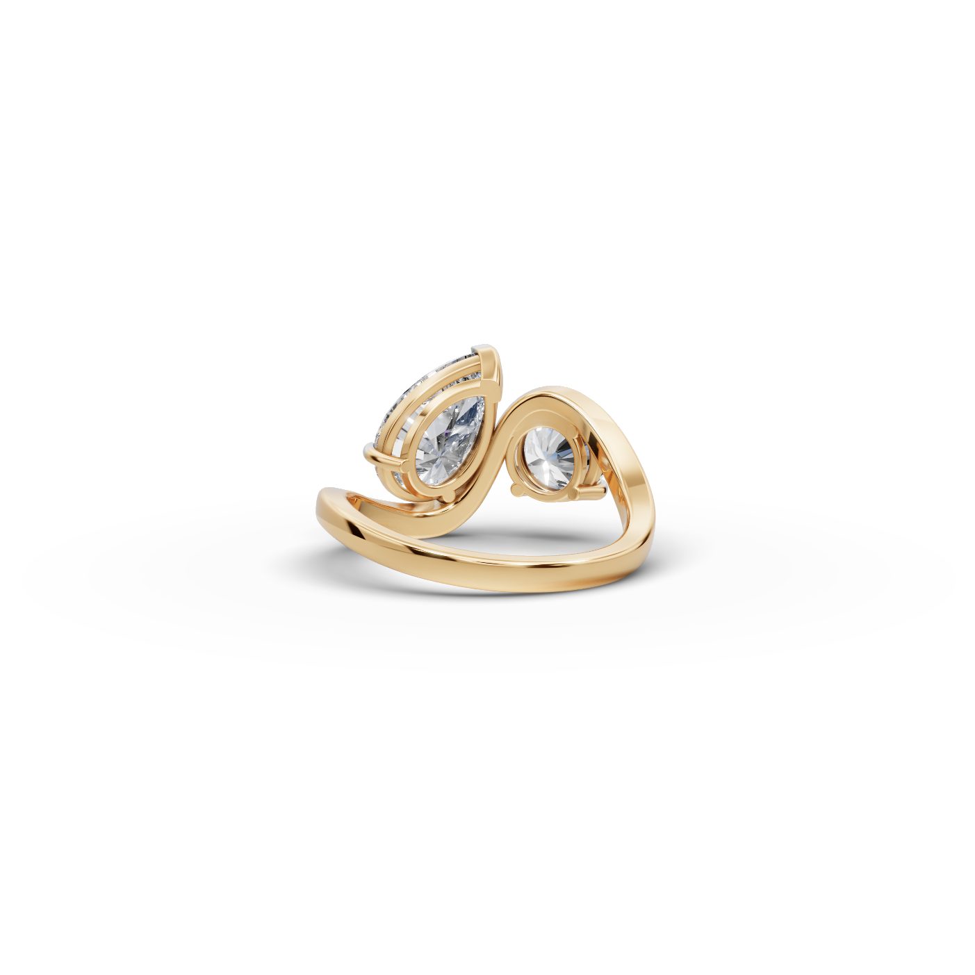 Golden Signature Pear Lab-Grown Diamond Two Stone Toi Et Moi in yellow gold