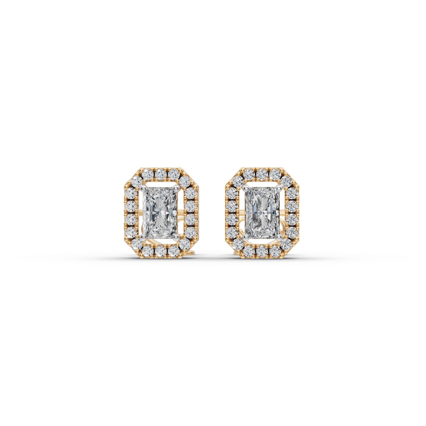 Celestial Reverie Radiant Lab-Grown Diamond Studs Earring in yellow gold, set with lab-grown diamonds