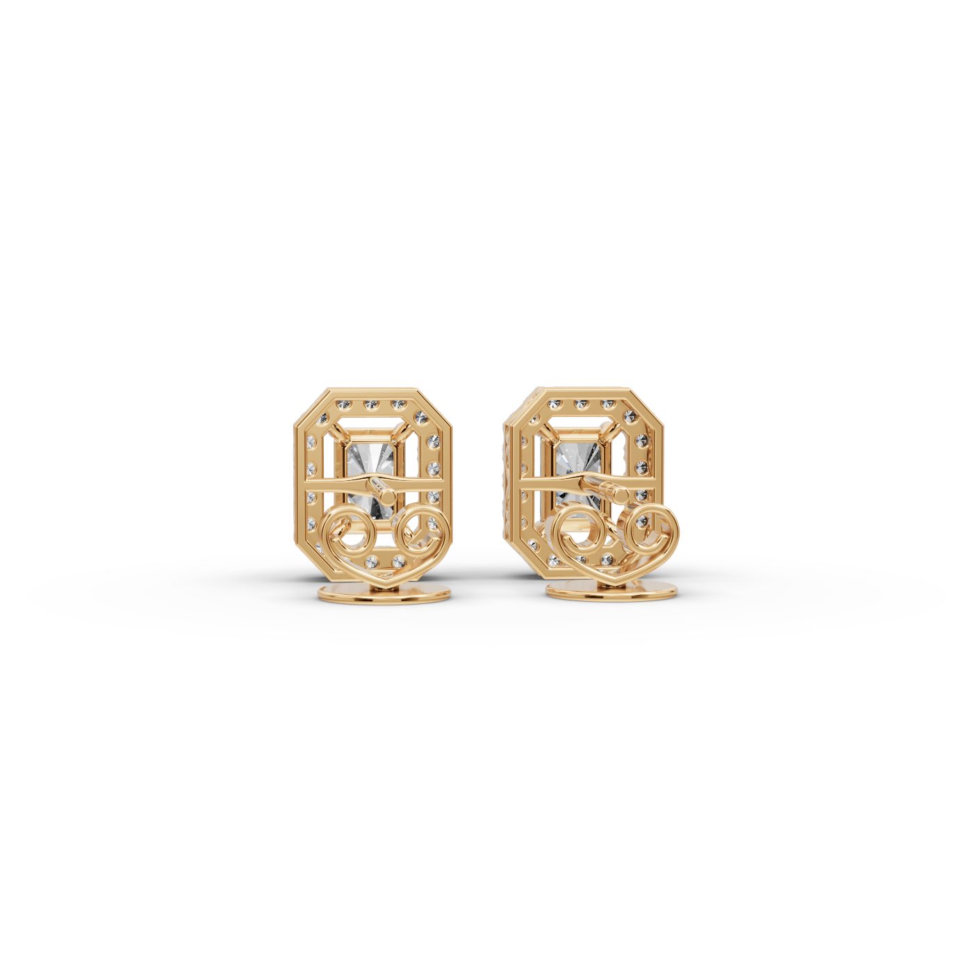 Celestial Reverie Radiant Lab-Grown Diamond Studs Earring in yellow gold