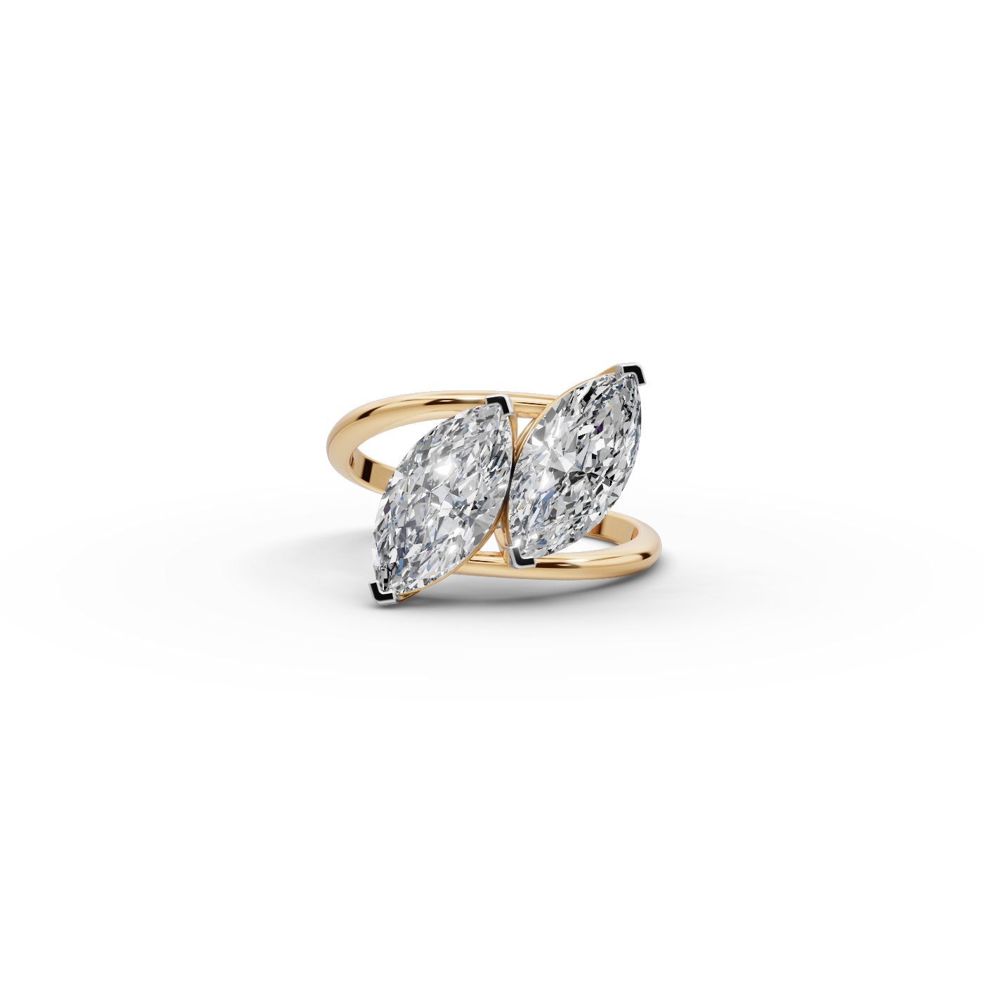 Royal Trail Marquise Lab-Grown Diamond Two Stone Toi Et Moi in yellow gold, set with lab-grown diamonds