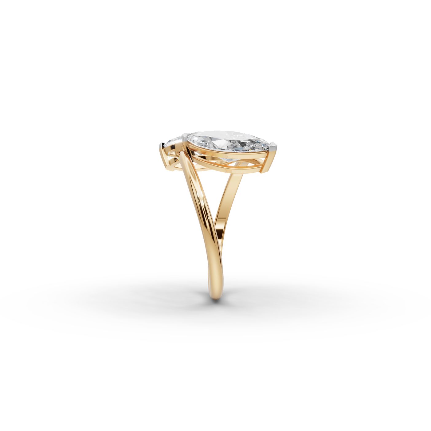 Royal Trail Marquise Lab-Grown Diamond Two Stone Toi Et Moi in yellow gold