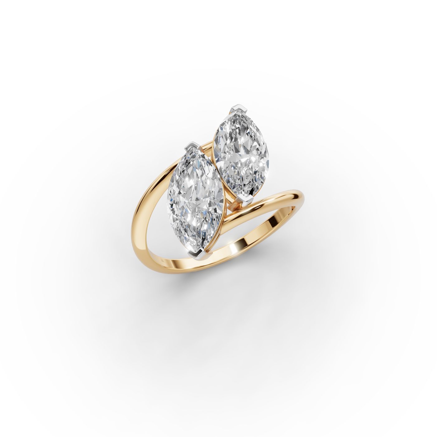 Royal Trail Marquise Lab-Grown Diamond Two Stone Toi Et Moi in yellow gold