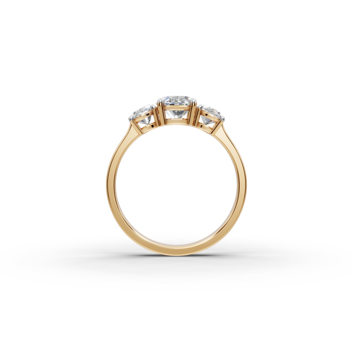 Pristine Bloom Oval Lab-Grown Diamond Three Stone Ring in yellow gold