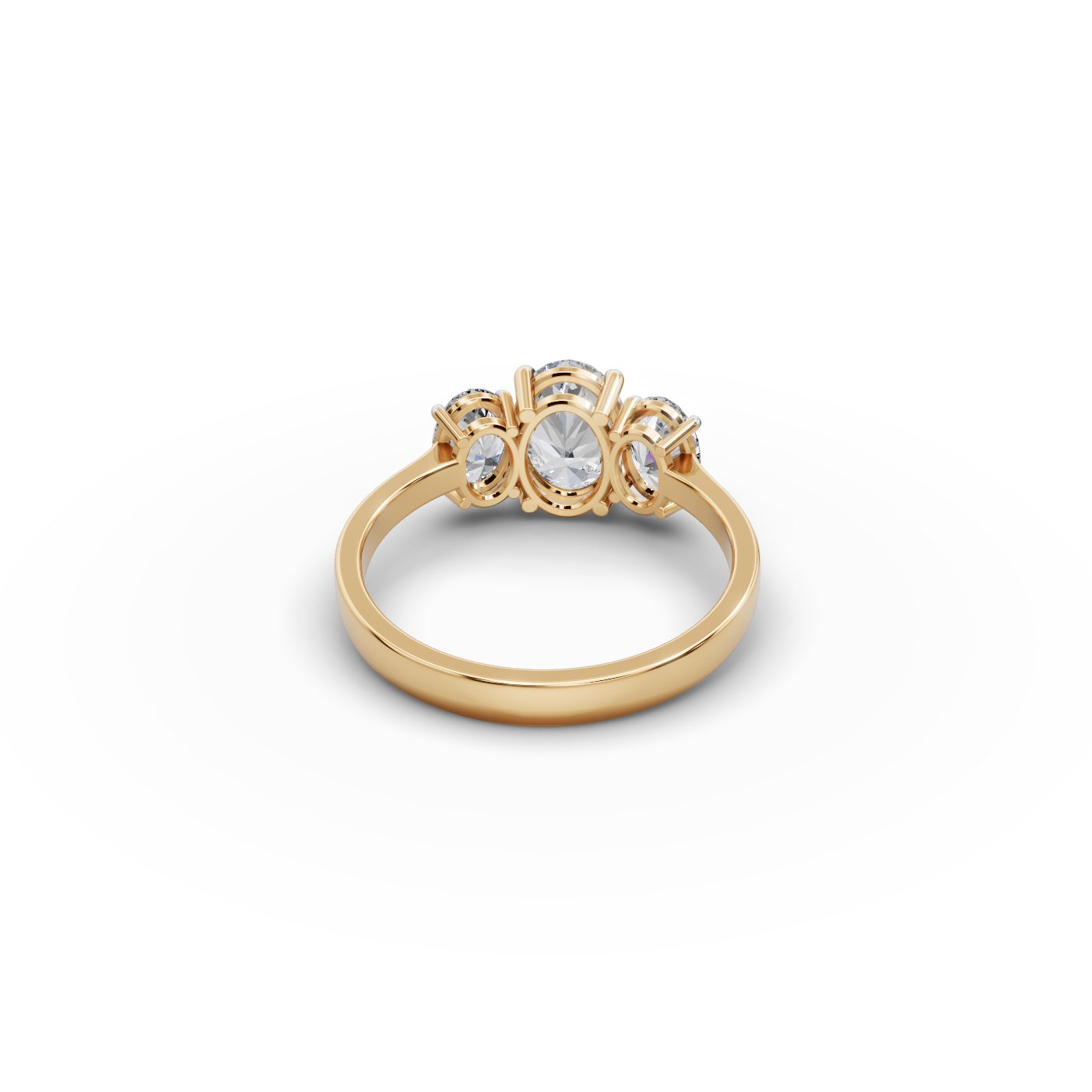 Pristine Bloom Oval Lab-Grown Diamond Three Stone Ring in yellow gold