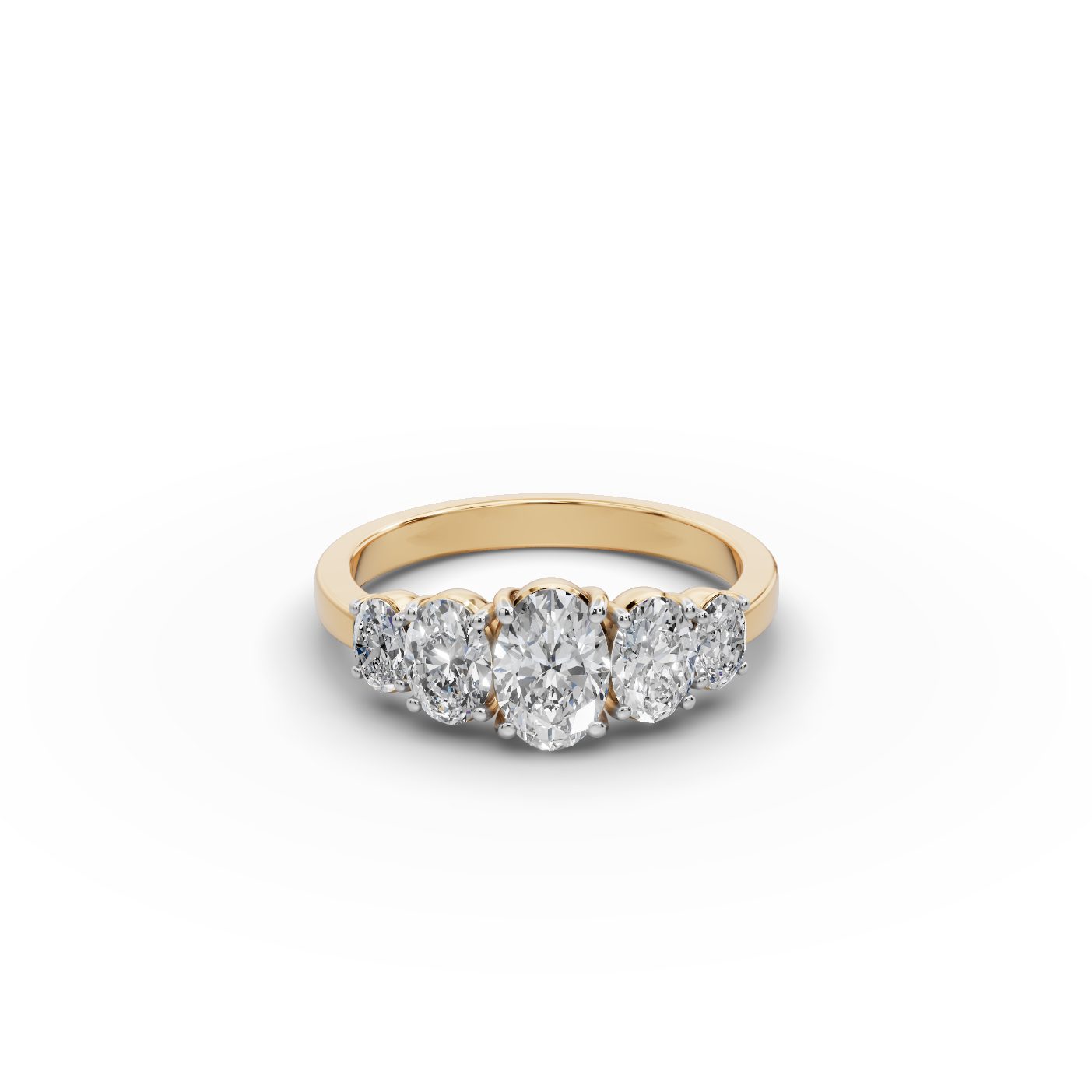 Graceful Reverie Oval Lab-Grown Diamond Five Stone Ring in yellow gold, set with lab-grown diamonds