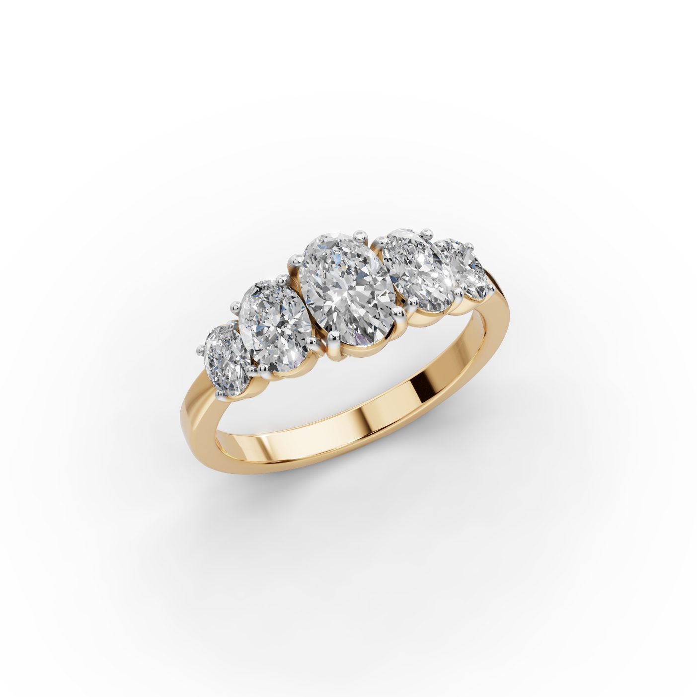 Graceful Reverie Oval Lab-Grown Diamond Five Stone Ring in yellow gold