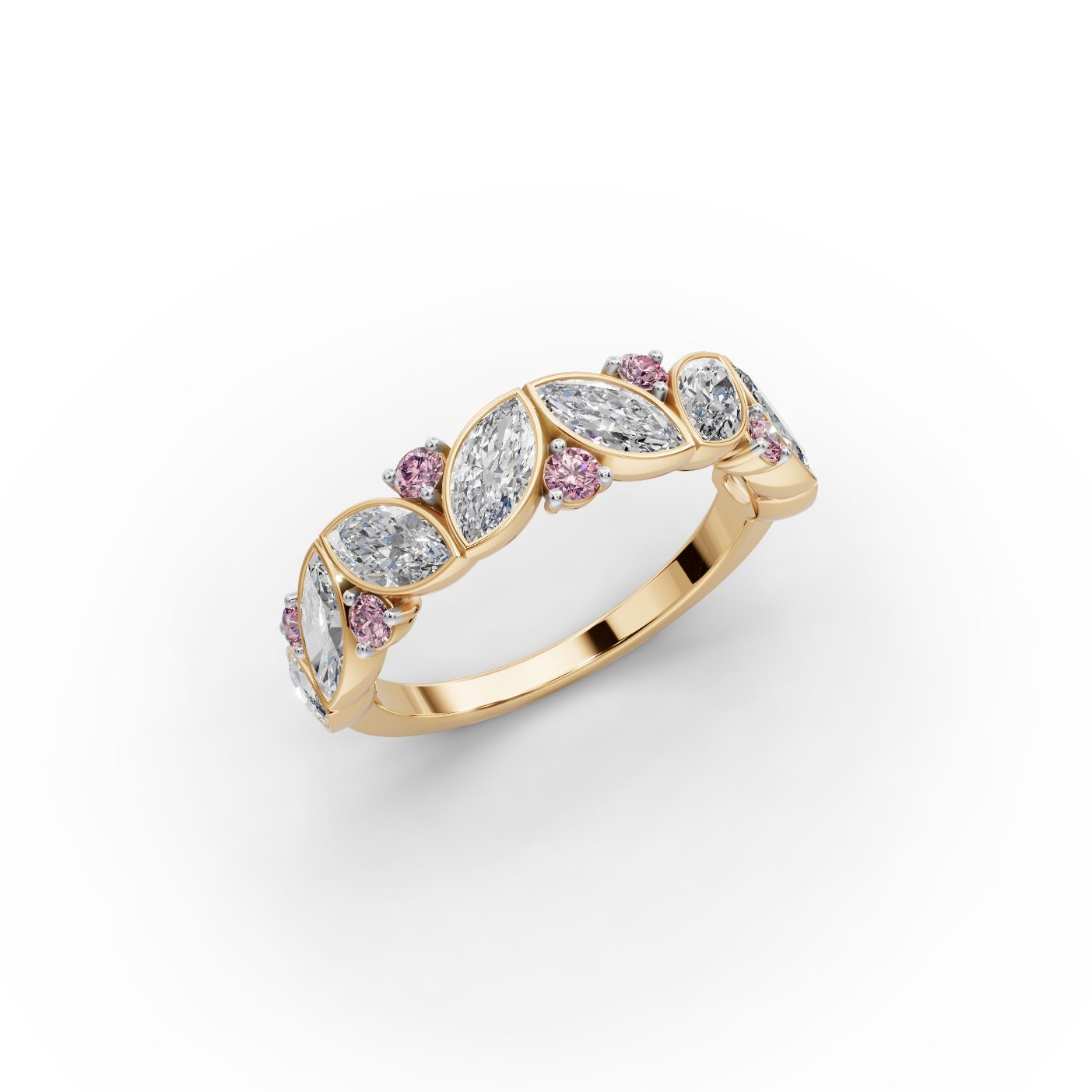 Royal Glow Marquise Lab-Grown Diamond Bands Ring in yellow gold