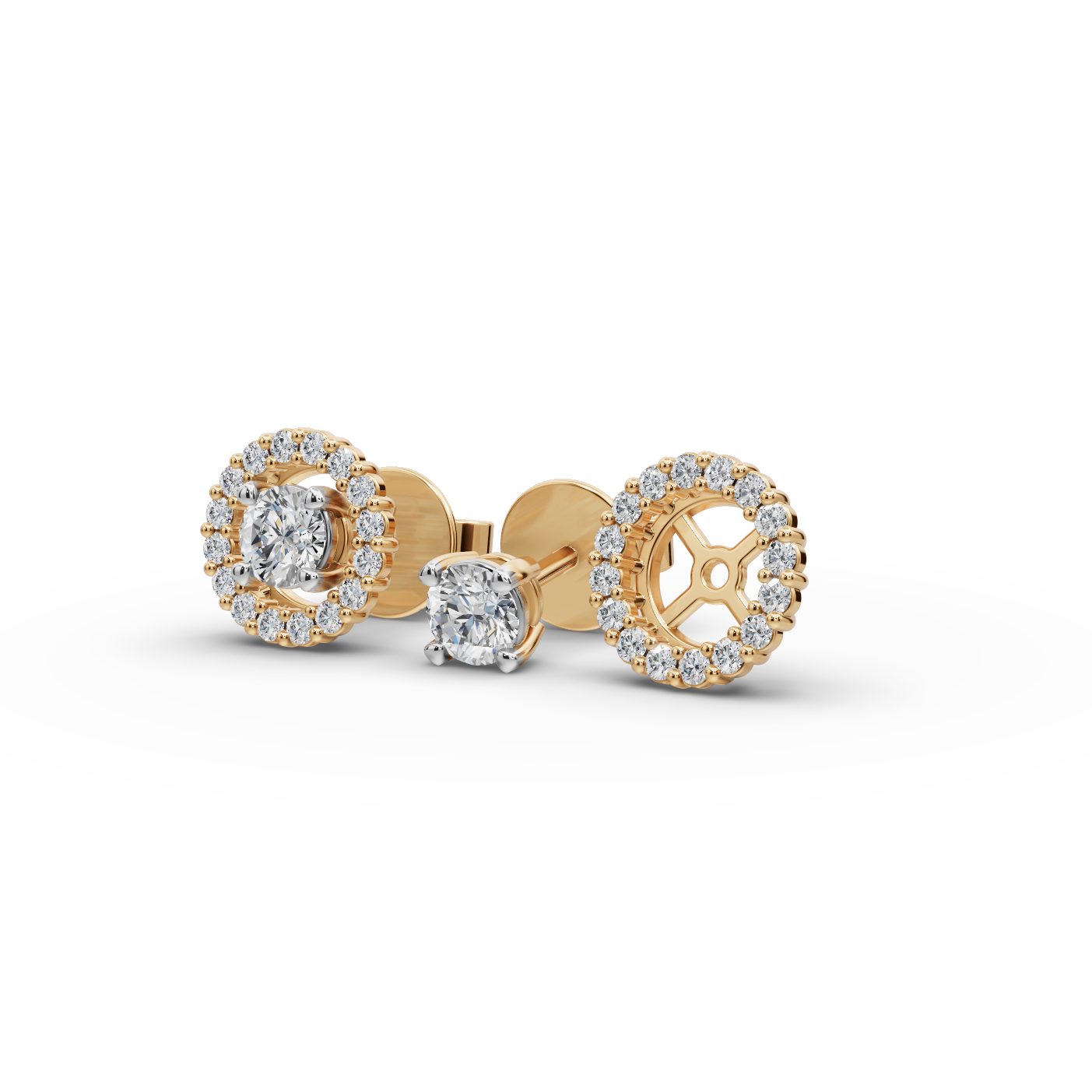 Midnight Muse Round Lab-Grown Diamond Studs Earring in yellow gold