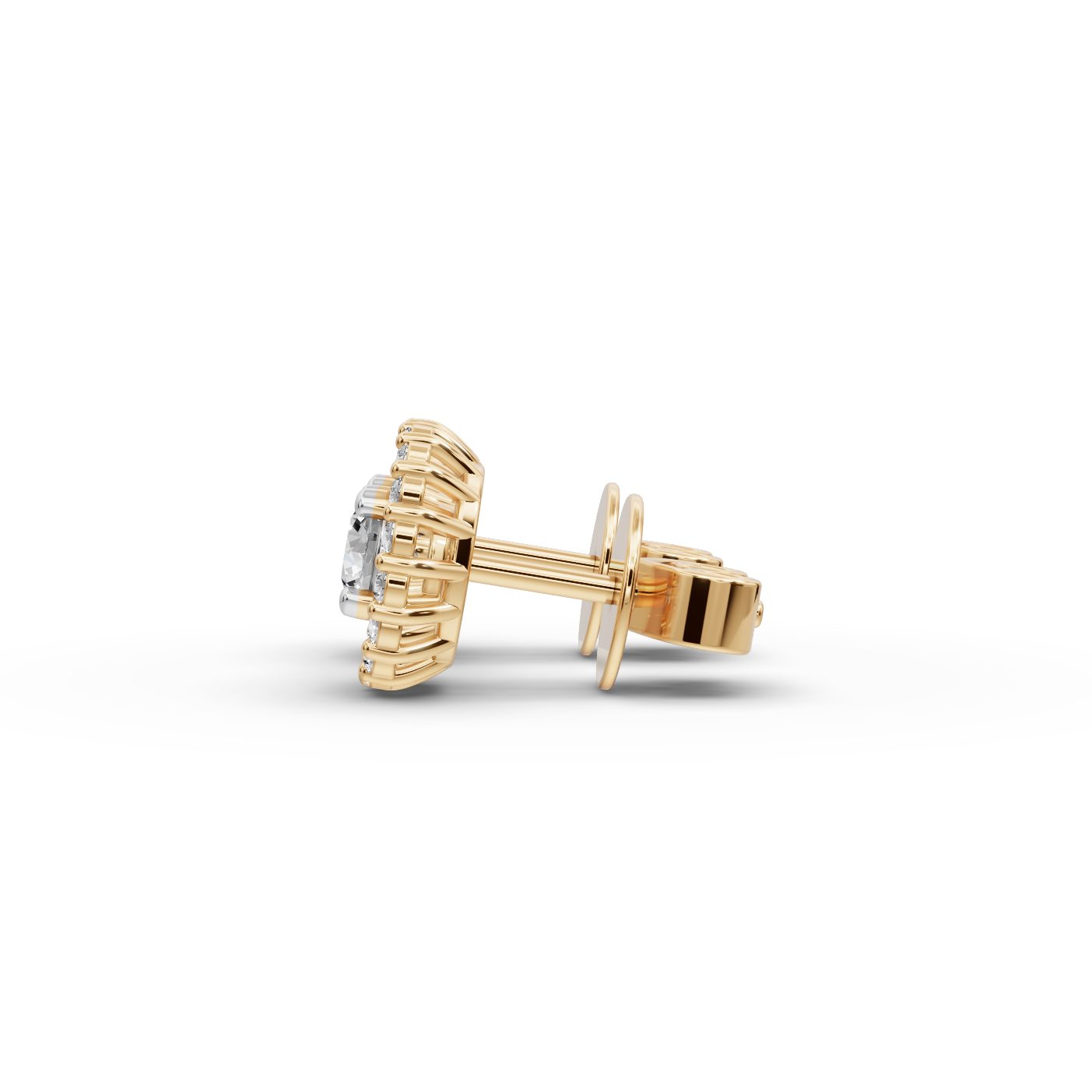 Midnight Muse Round Lab-Grown Diamond Studs Earring in yellow gold