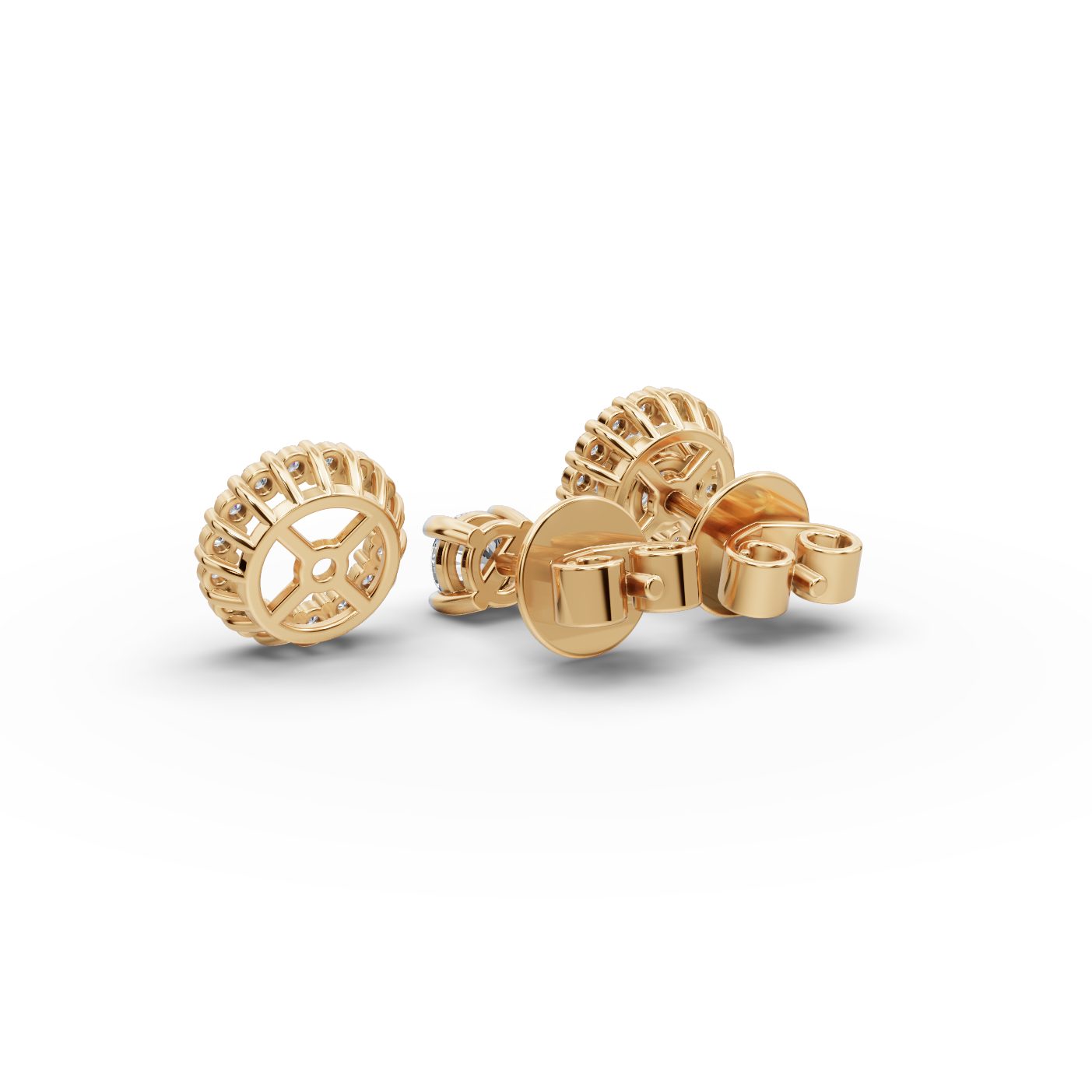 Midnight Muse Round Lab-Grown Diamond Studs Earring in yellow gold
