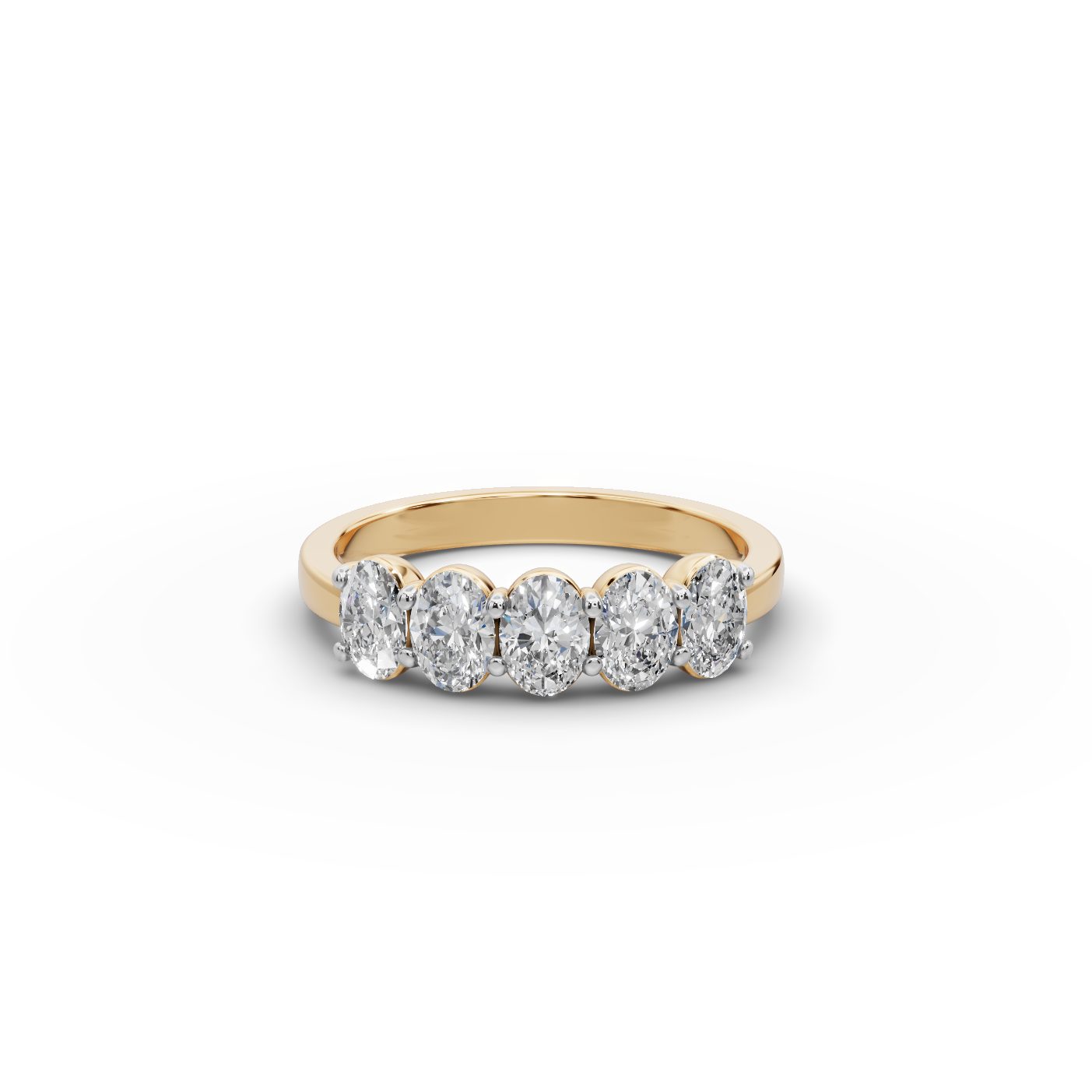 Iconic Whisper Oval Lab-Grown Diamond Five Stone Ring in yellow gold, set with lab-grown diamonds