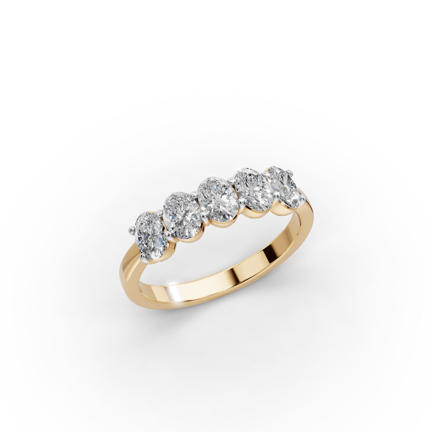 Iconic Whisper Oval Lab-Grown Diamond Five Stone Ring in yellow gold