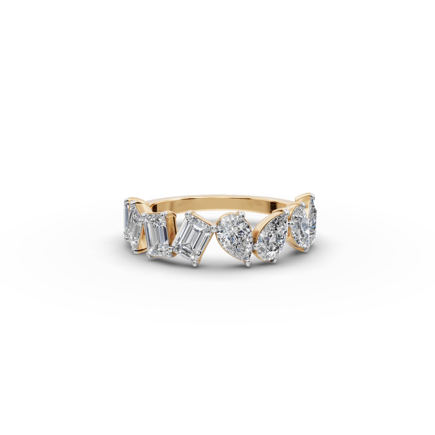 Eternal Muse Emerald Lab-Grown Diamond Bands Ring in yellow gold, set with lab-grown diamonds
