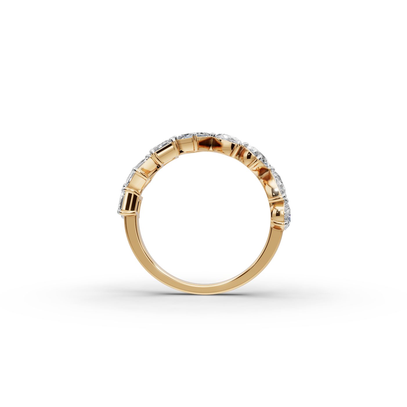 Eternal Muse Emerald Lab-Grown Diamond Bands Ring in yellow gold