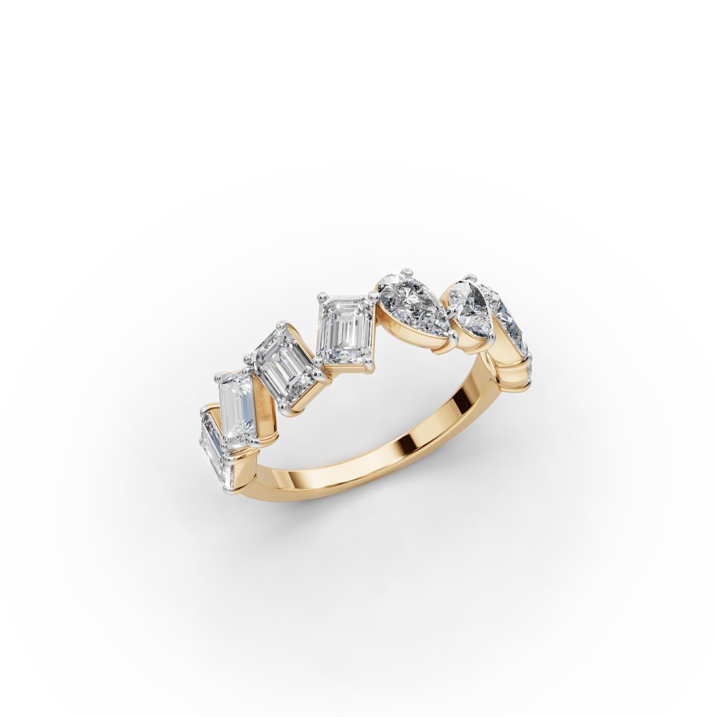 Eternal Muse Emerald Lab-Grown Diamond Bands Ring in yellow gold