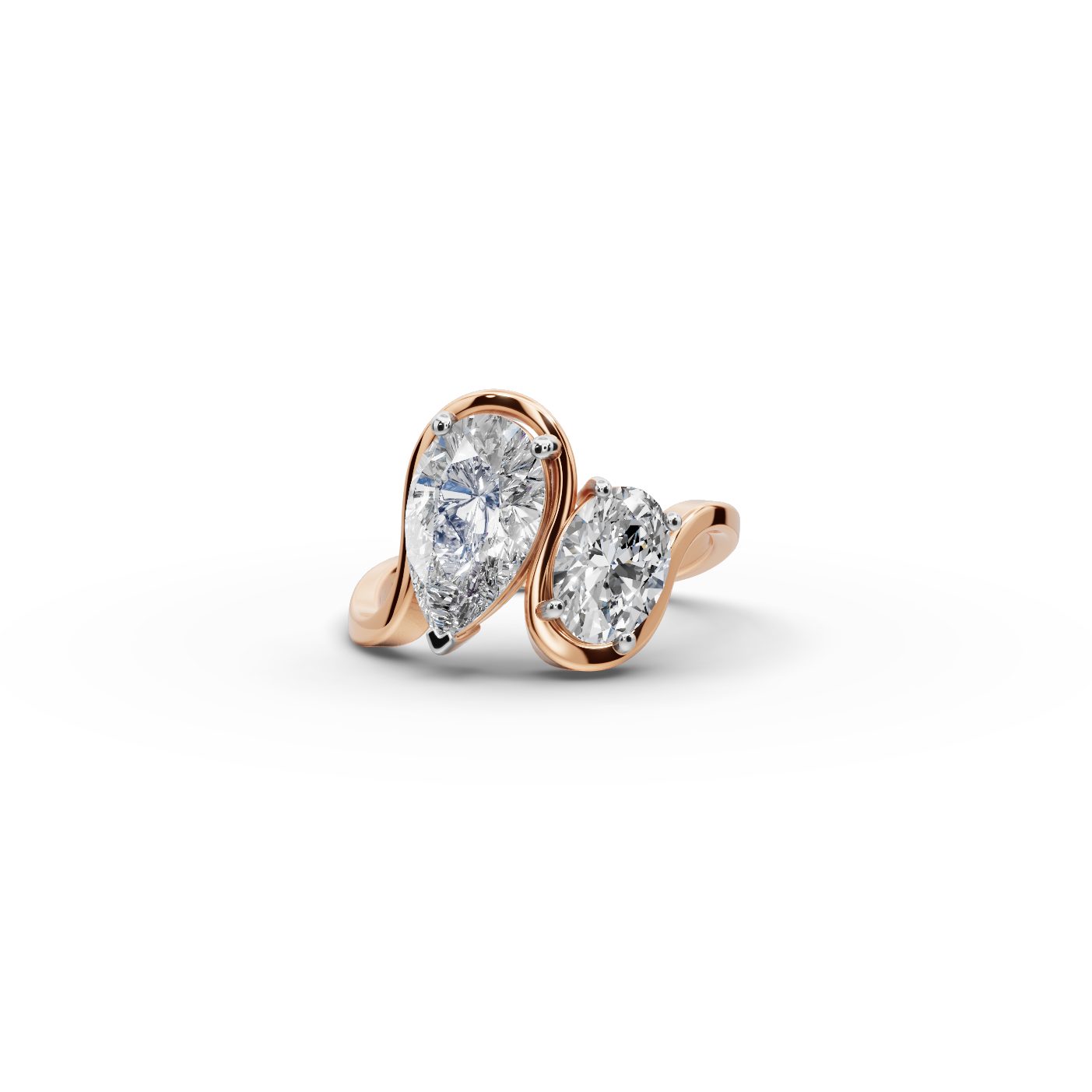 Opulent Bloom Pear Lab-Grown Diamond Two Stone Toi Et Moi in rose gold
