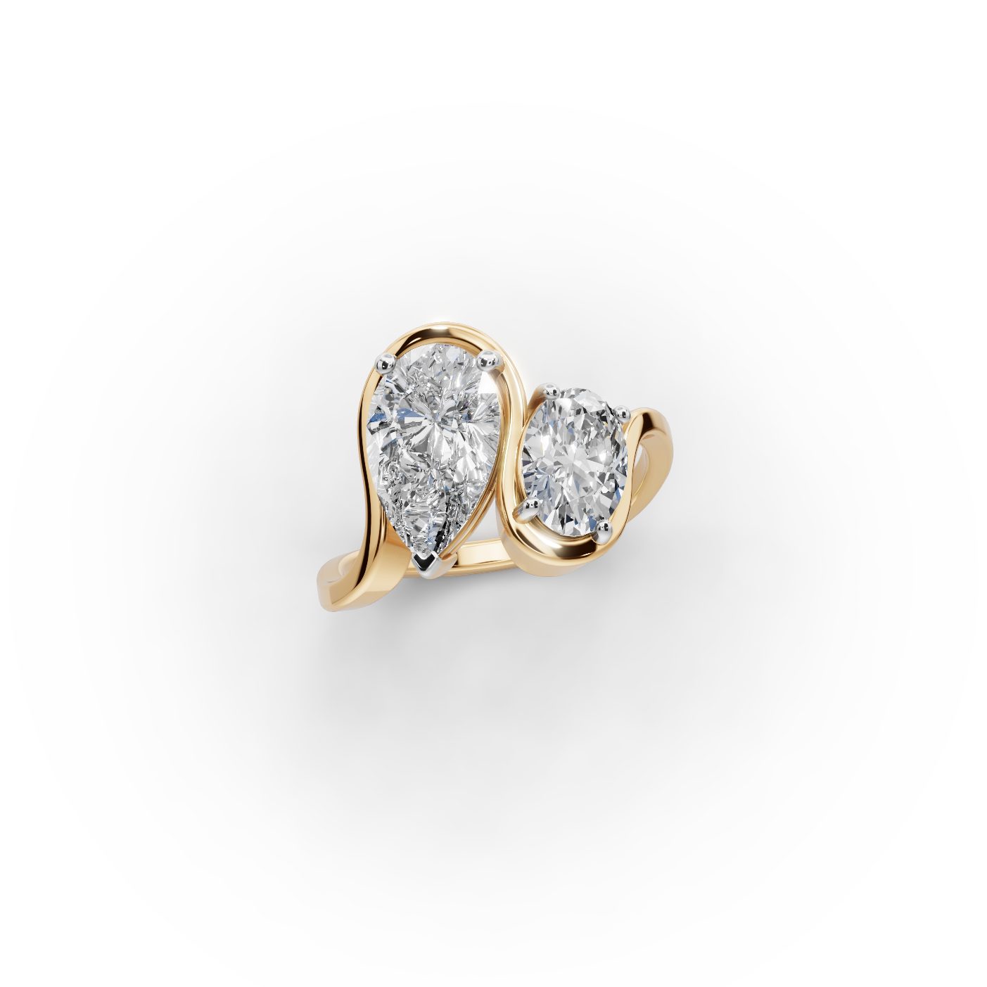 Opulent Bloom Pear Lab-Grown Diamond Two Stone Toi Et Moi in yellow gold