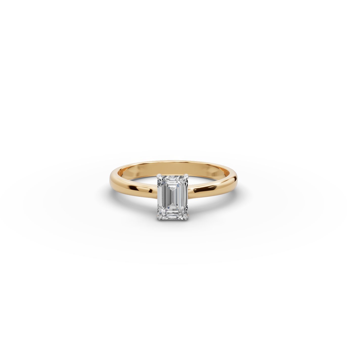 Pristine Bloom Emerald Lab-Grown Diamond Solitaire Ring in yellow gold, set with lab-grown diamonds