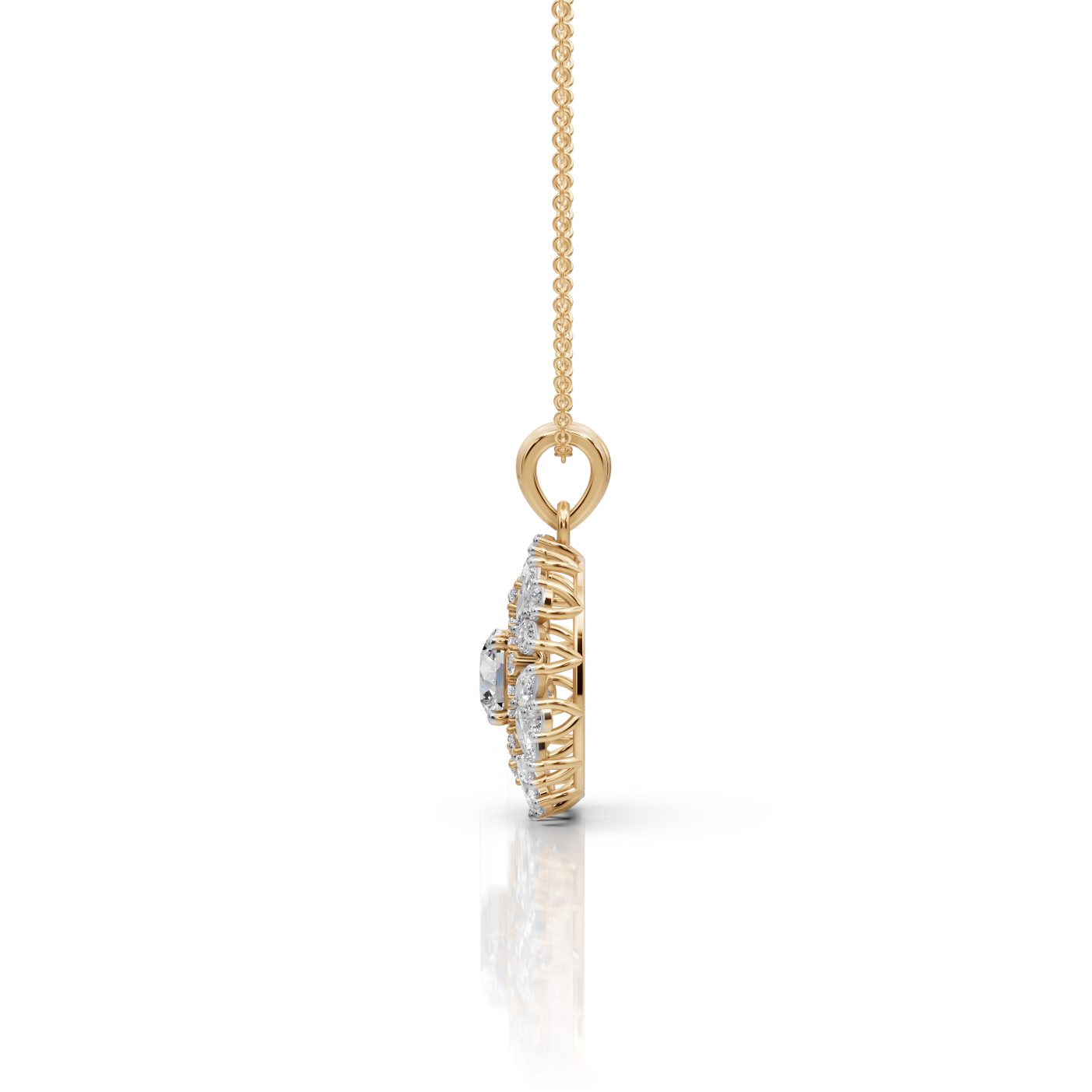 Opulent Trail Marquise Lab-Grown Diamond Halo Pendant in yellow gold