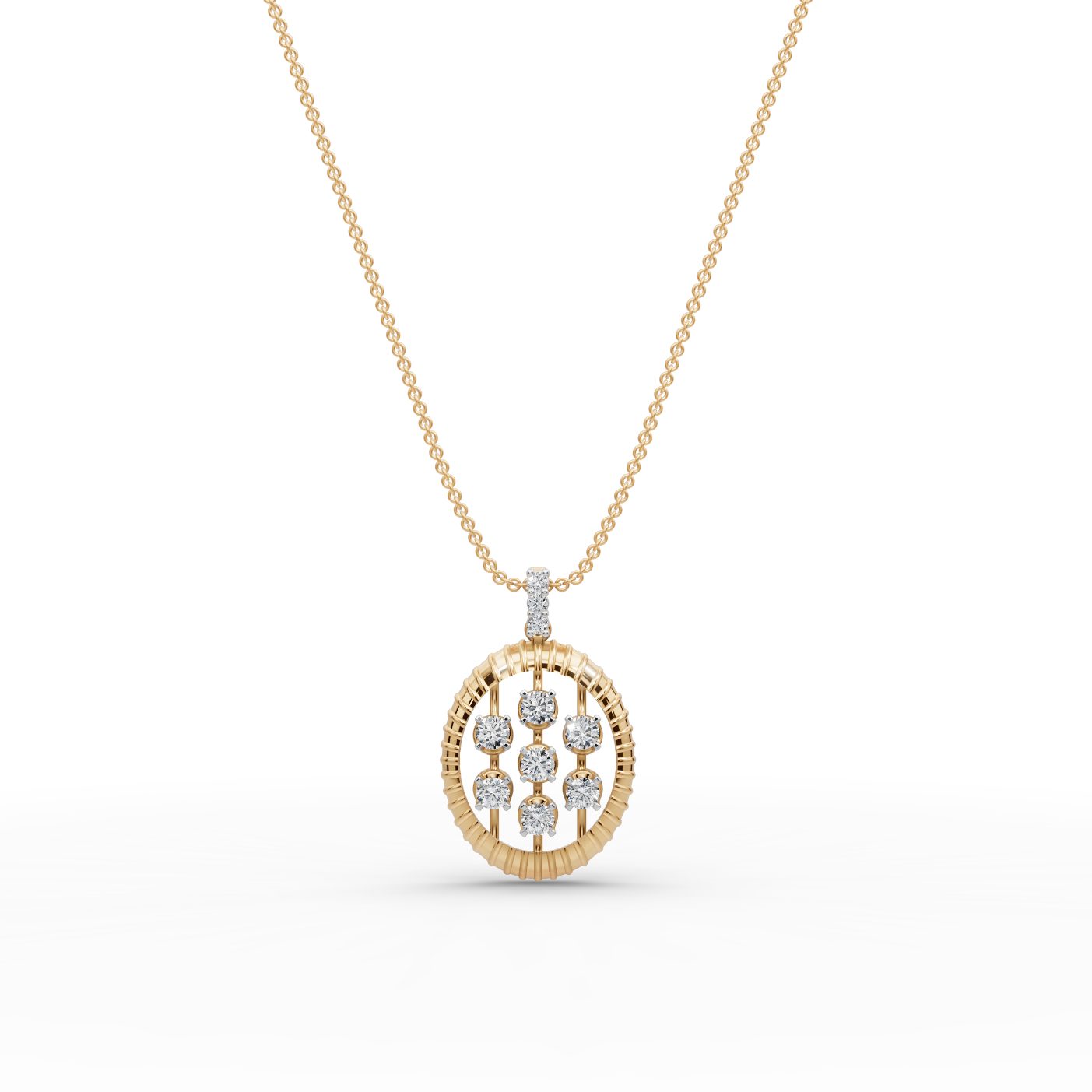 Morning Cascade Round Lab-Grown Diamond Cluster Pendant in yellow gold