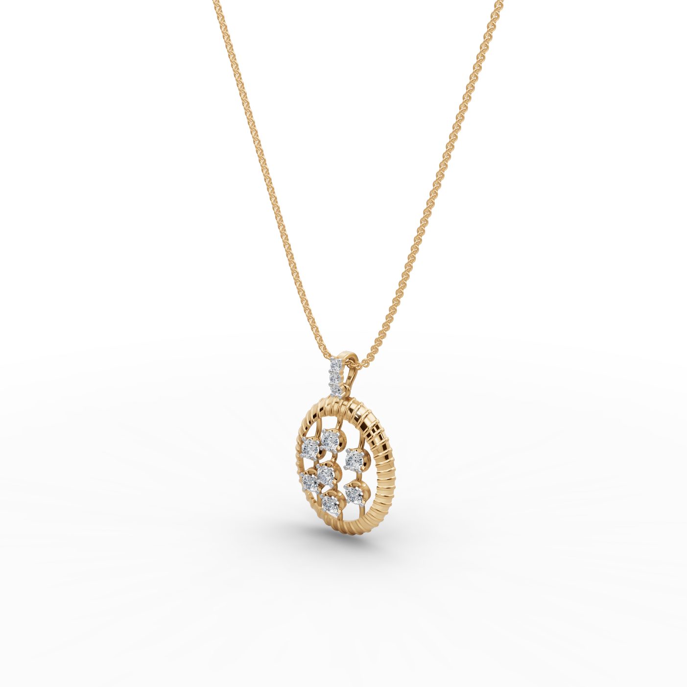 Morning Cascade Round Lab-Grown Diamond Cluster Pendant in yellow gold