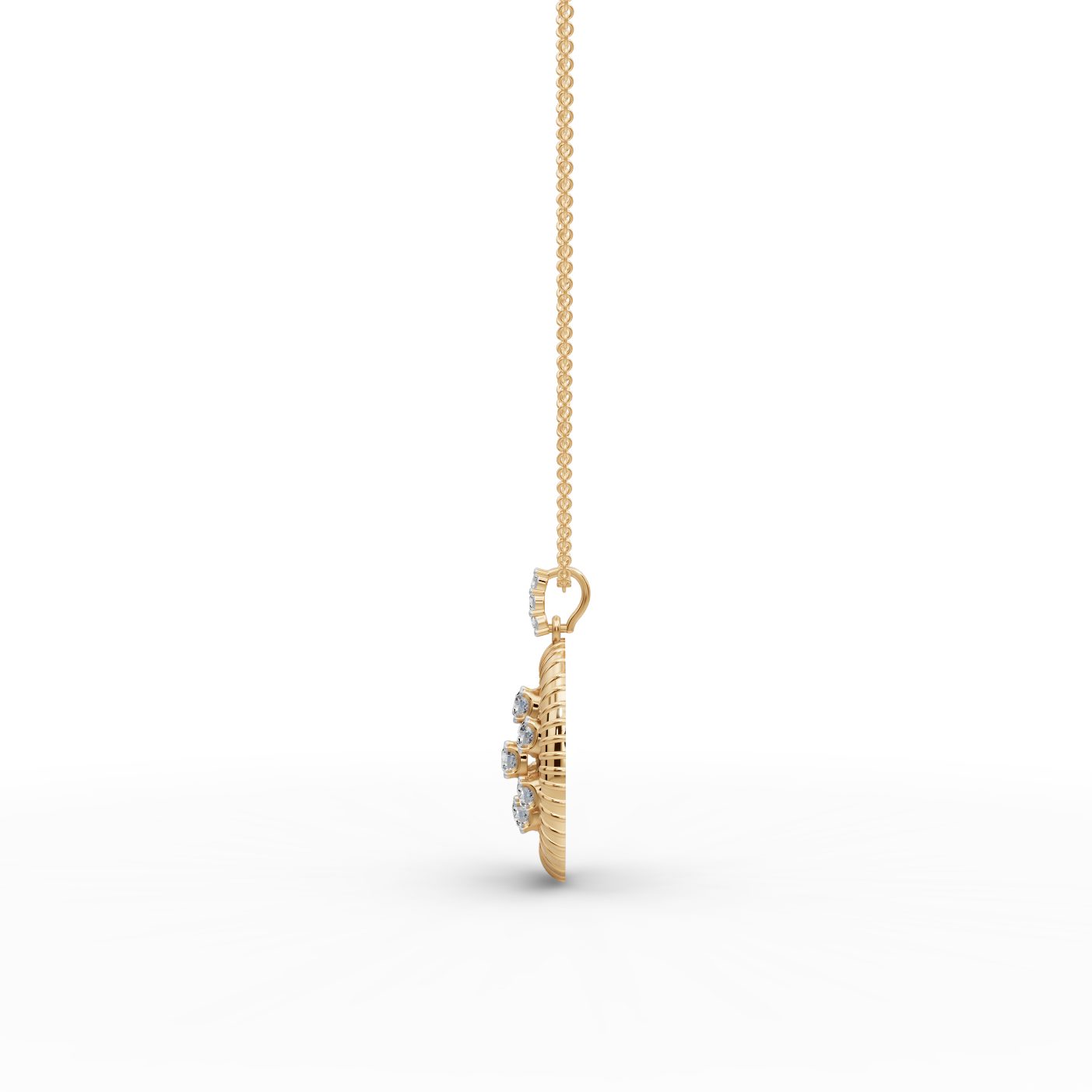 Morning Cascade Round Lab-Grown Diamond Cluster Pendant in yellow gold