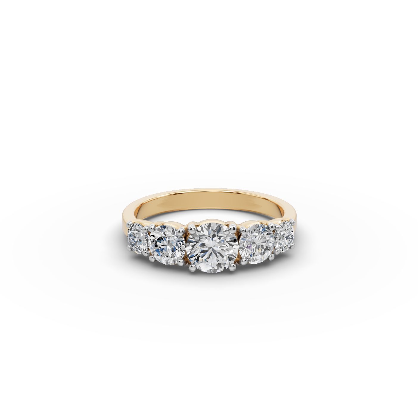 Golden Ember Round Lab-Grown Diamond Five Stone Ring in yellow gold, set with lab-grown diamonds