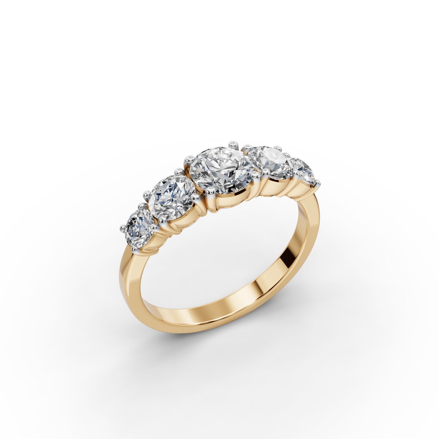 Golden Ember Round Lab-Grown Diamond Five Stone Ring in yellow gold