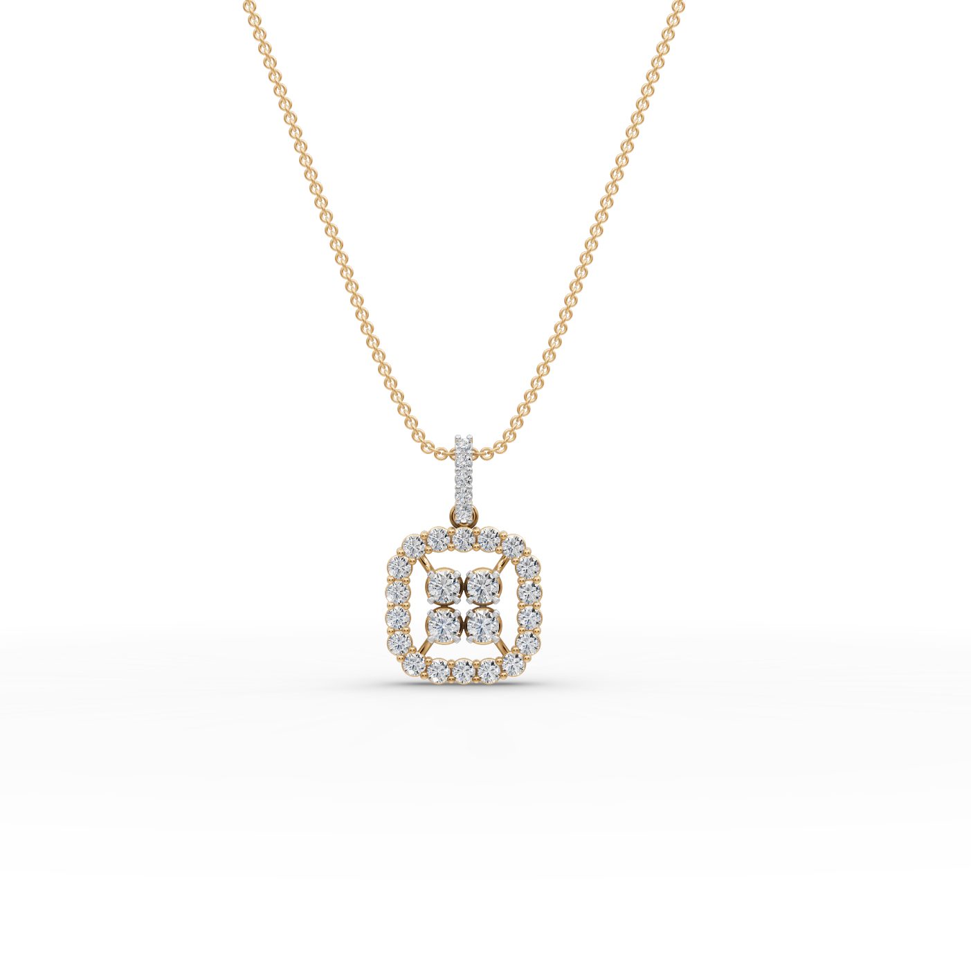 Enduring Reverie Round Lab-Grown Diamond Cluster Pendant in yellow gold