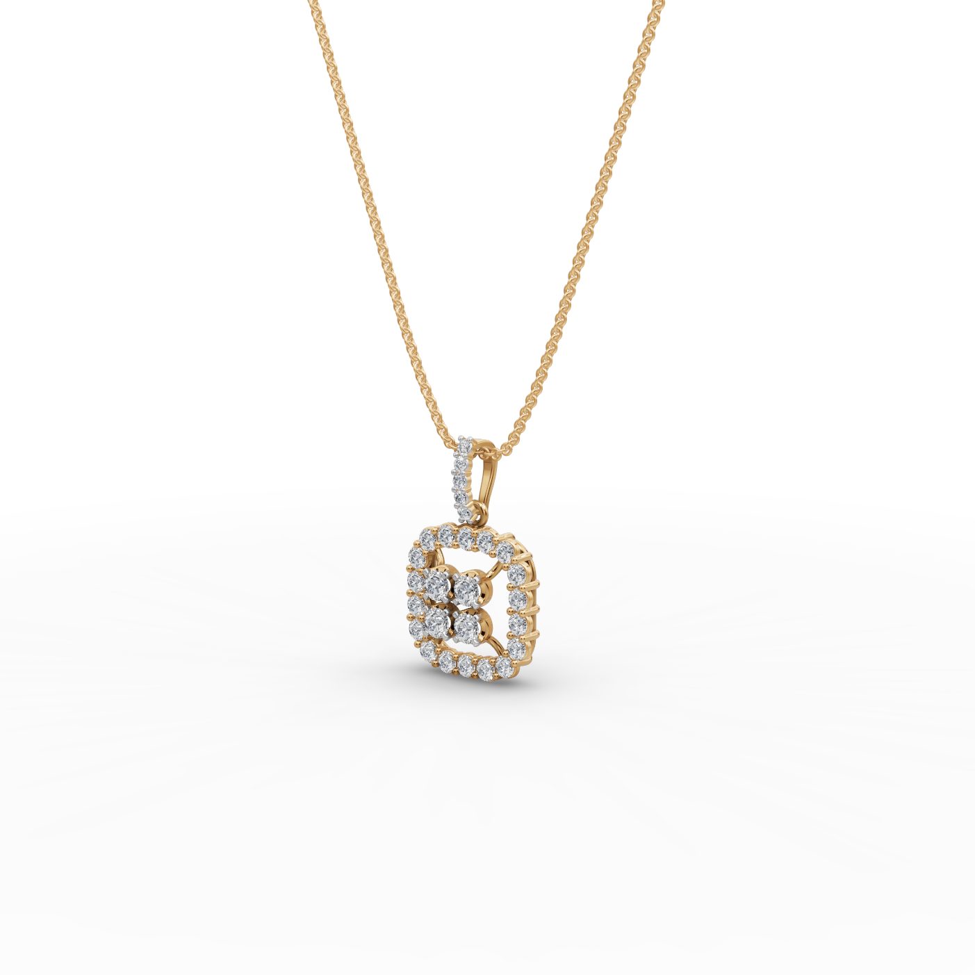 Enduring Reverie Round Lab-Grown Diamond Cluster Pendant in yellow gold