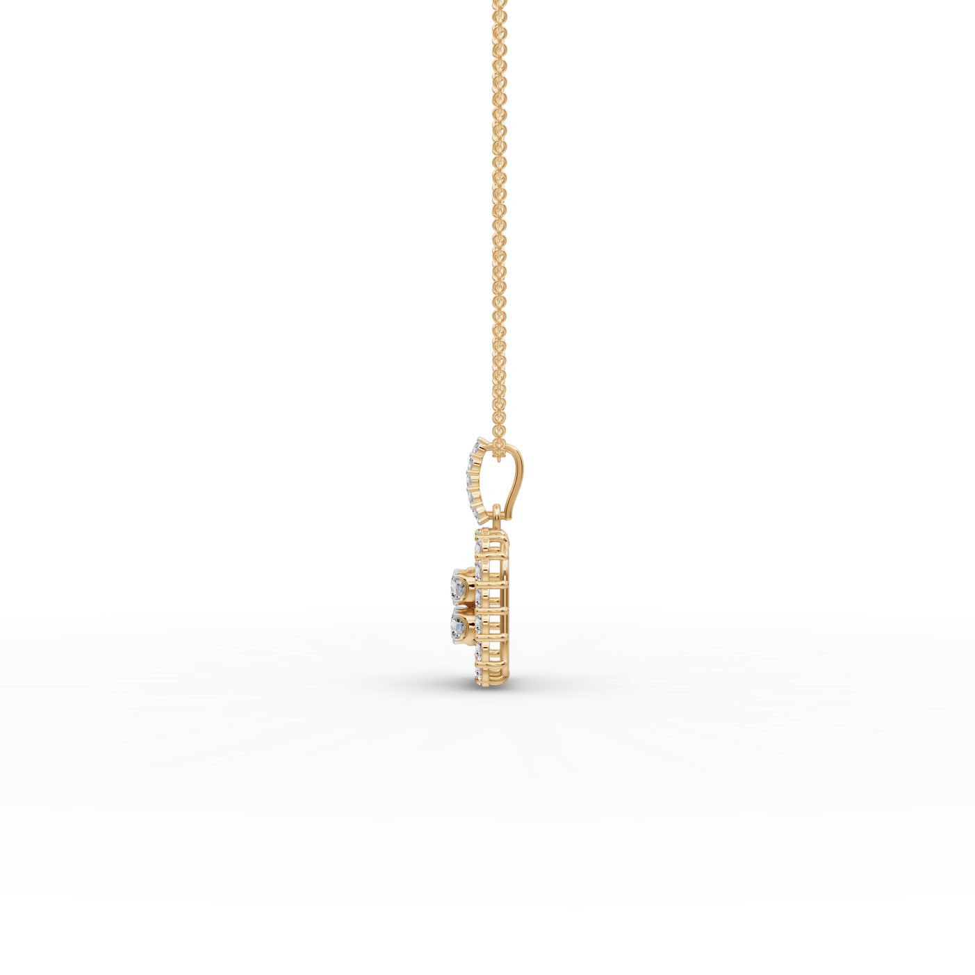 Enduring Reverie Round Lab-Grown Diamond Cluster Pendant in yellow gold